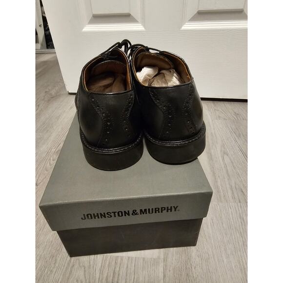 JOHNSTON & MURPHY DURST 20-1259 BLACK LEATHER SADDLE PLAIN TOE SHOES (10M) main image 3